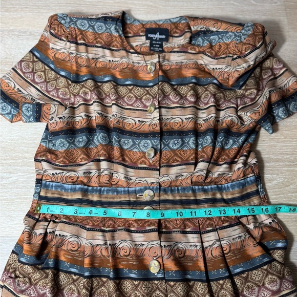 Vintage Positive Attitude Brown and Tan Midi Dress Size 12 - Picture 8 of 13